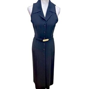 Kenar Black Midweight button-Down maxi sleeveless Dress with matching belt sz 10
